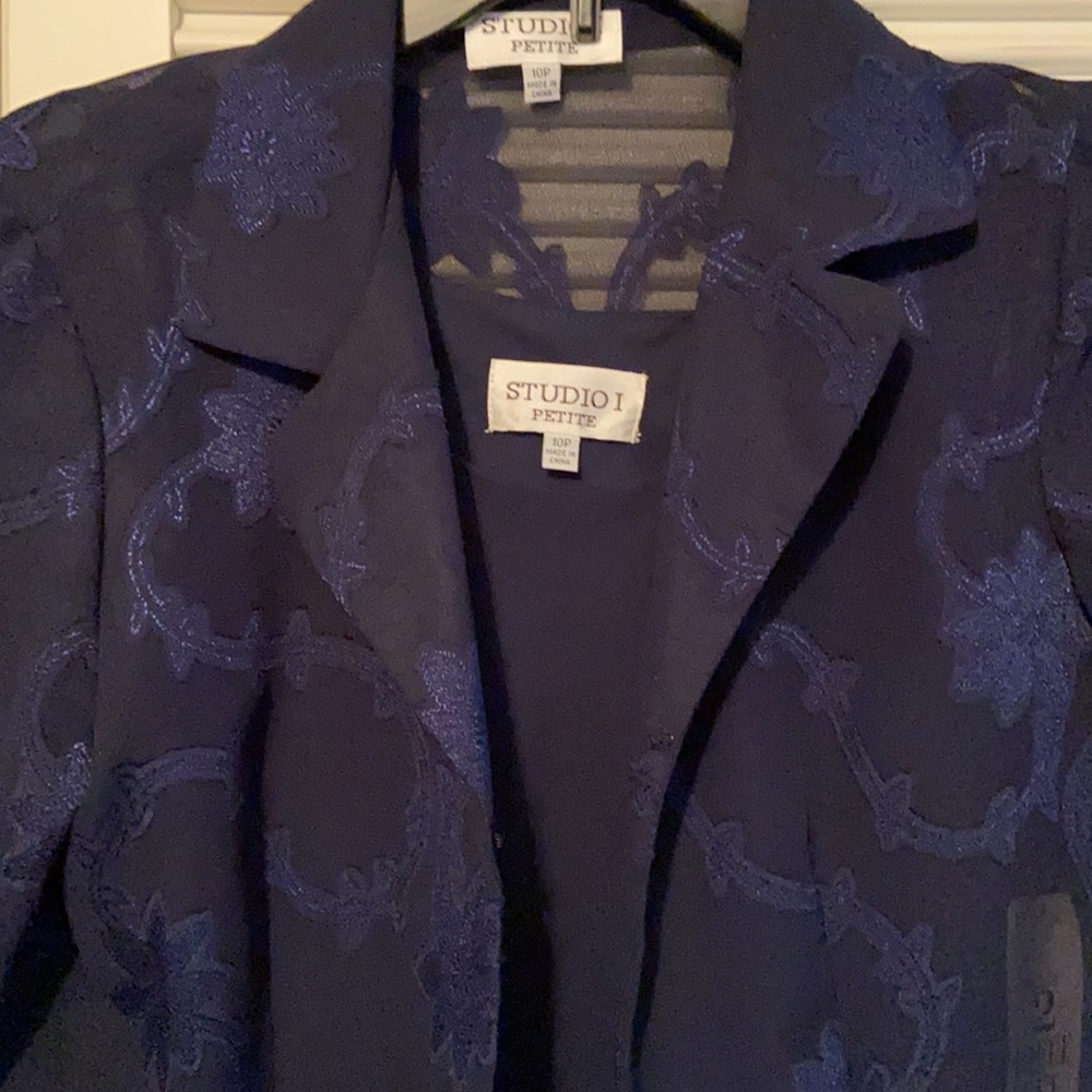 Navy Blue  Sleeveless Dress with Jacket - Jacket Dress - Picture 3 of 14